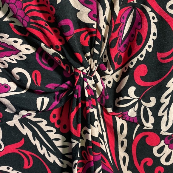 Fashion Bug Sleeveless Printed Pink and Black Dress, Large - Picture 2 of 9